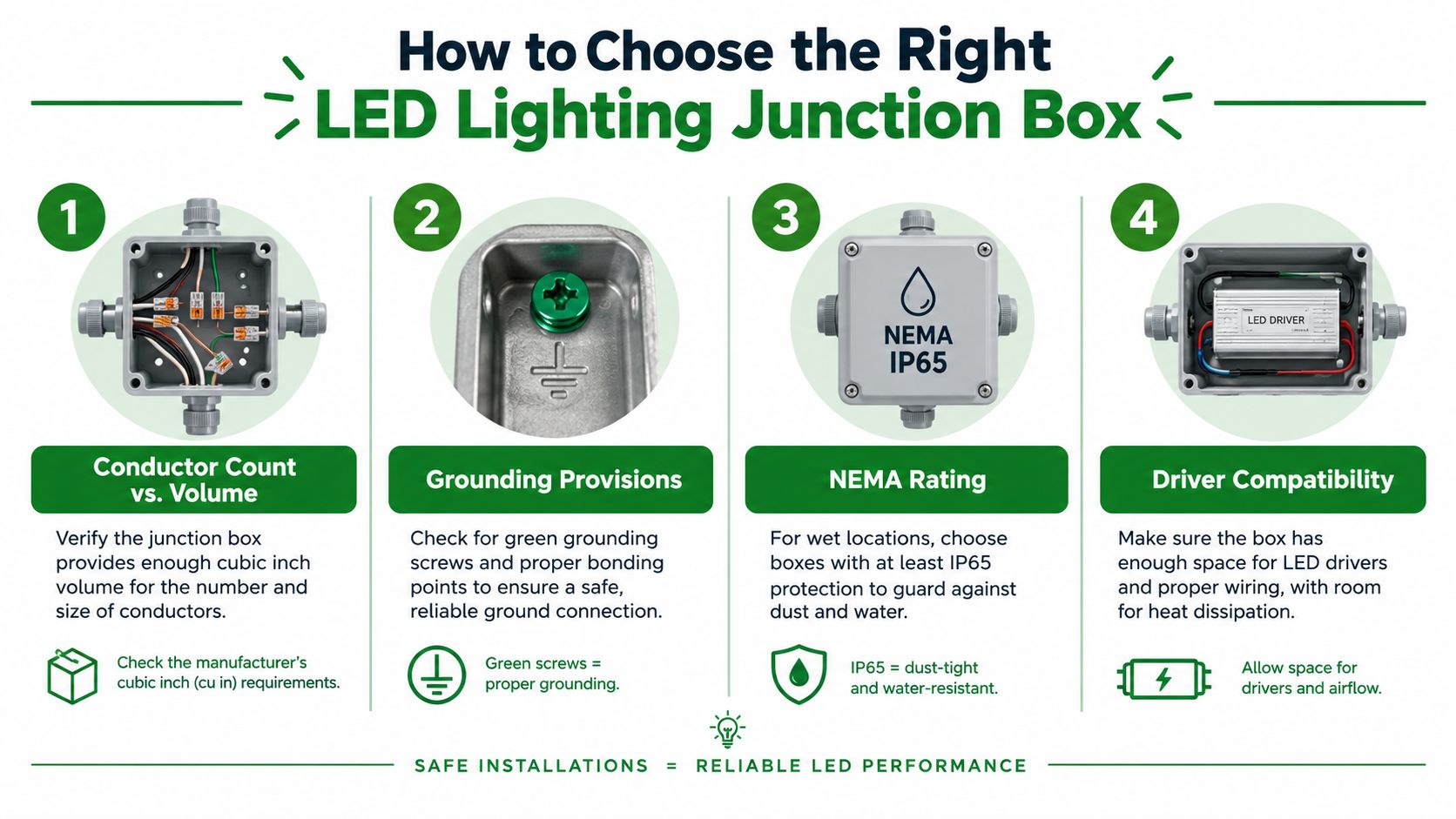 A guide on how to choose the right LED lighting junction box with four essential safety considerations.